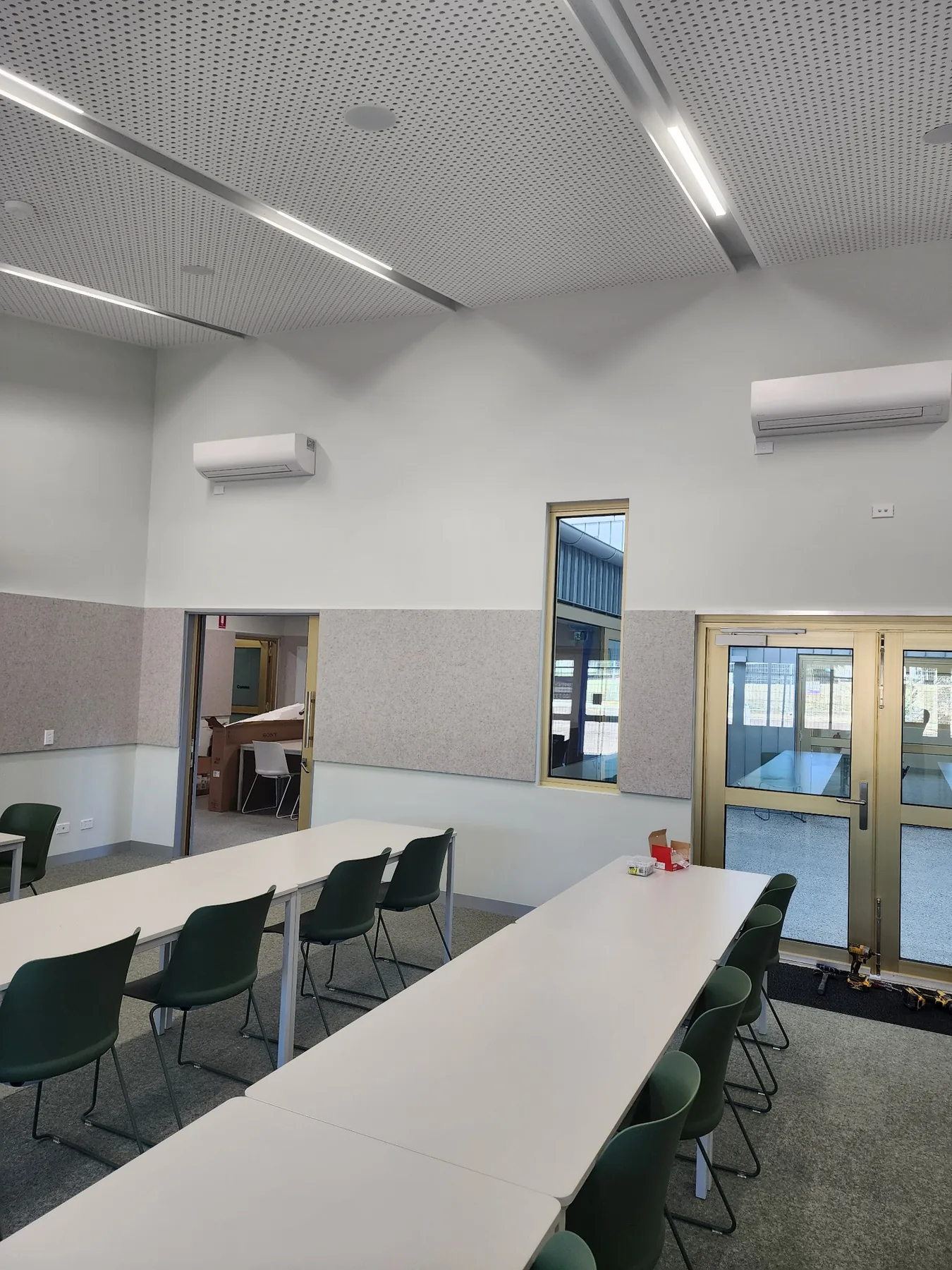 Finished classroom wall mounted air conditioning