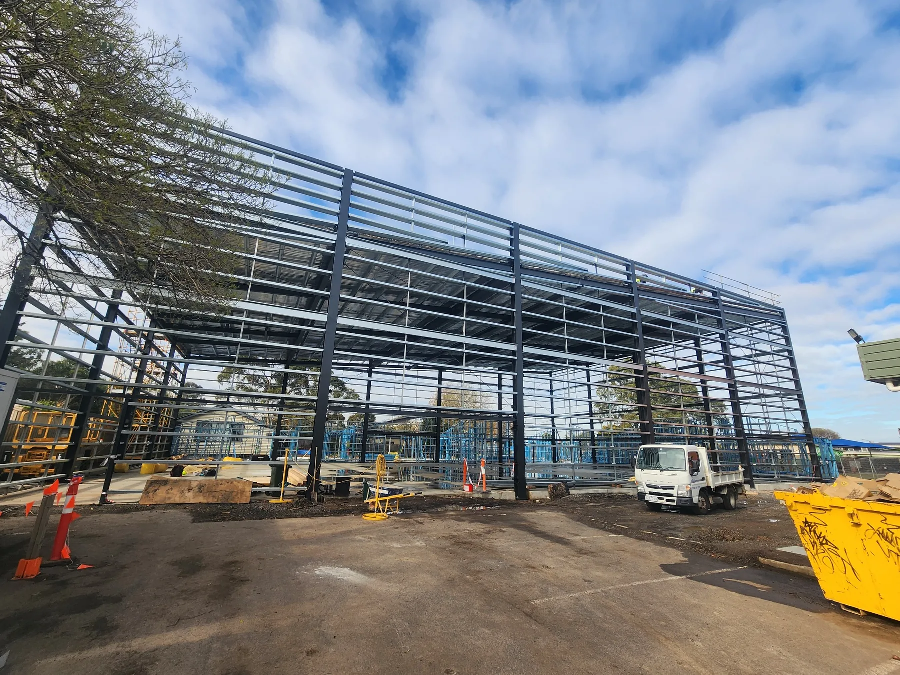 Large commercial building structure under construction